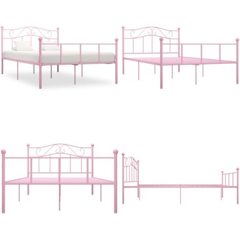 Giroletto Rosa in Metallo 160x200 cm - Letto rosa - Letto metallico