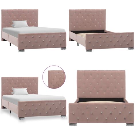 Giroletto Rosa in Velluto 100x200 cm - Letto in Velluto - Letto in Legno e Acciaio