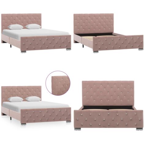 Giroletto Rosa in Velluto 120x200 cm - Letto in Velluto - Letto in Legno e Acciaio