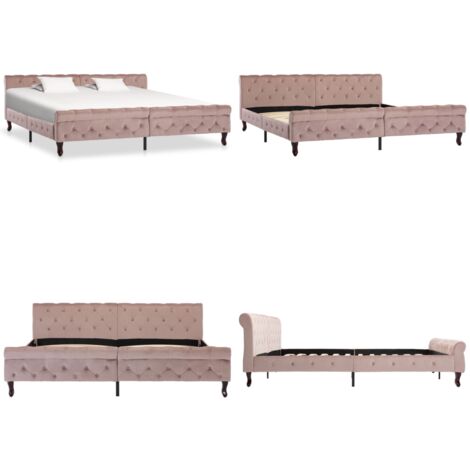 Giroletto Rosa in Velluto 200x200 cm - Letto in Velluto - Letto Rosa