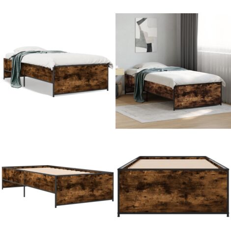 Giroletto Rovere Fumo 100x200 cm in Legno Multistrato e Metallo - Letto in legno - Materasso per letto