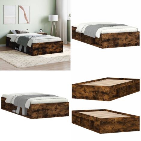 Giroletto Rovere Fumo 100x200 cm - Letto con scomparti - Letto in legno