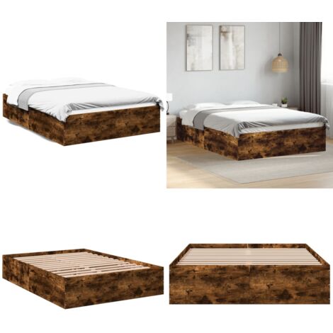 Giroletto Rovere Fumo 120x190 cm in Legno Multistrato - Letto in legno - Materasso in legno