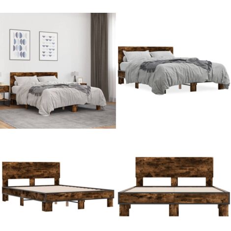 Giroletto Rovere Fumo 120x200 cm in Legno Multistrato Metallo - Materasso letto - Letto con doghe