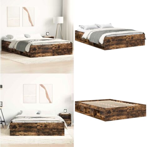 Giroletto Rovere Fumo 160x200 cm - Letto con scomparti - Letto in legno