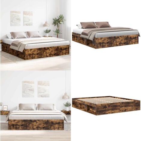 Giroletto Rovere Fumo 180x200 cm Super King - Letto con doghe in compensato - Letto in legno