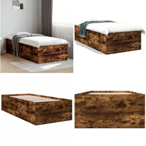 Giroletto Rovere Fumo 75x190 cm in Legno Multistrato - Letto in legno - Materasso in legno