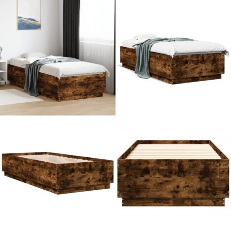 Giroletto Rovere Fumo 90x200 cm in Legno Multistrato - Letto in legno - Letto con doghe