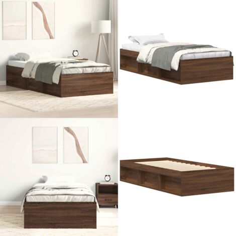 Giroletto Rovere Marrone 100x200 cm - Letto con doghe - Letto in legno