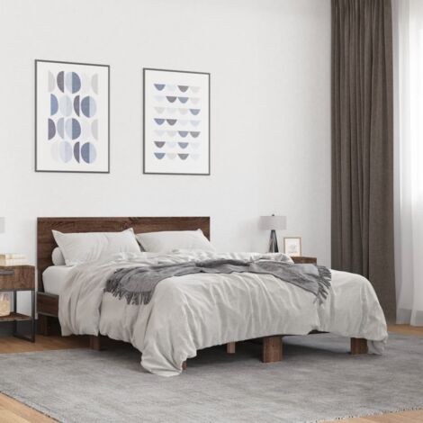 Giroletto Rovere Marrone 140x200cm in Legno Multistrato Metallo vidaXL