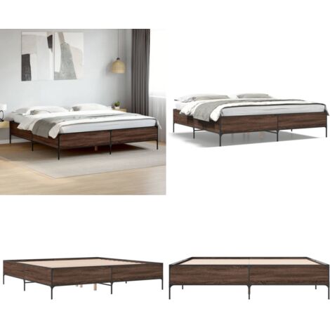 Giroletto Rovere Marrone 180x200cm in Legno Multistrato Metallo - Letto in legno - Materasso per letto