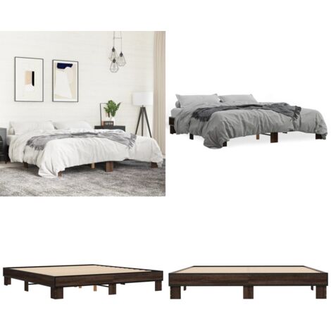 Giroletto Rovere Marrone 200x200cm in Legno Multistrato Metallo - Materasso letto - Letto in legno