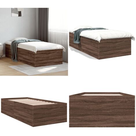 Giroletto Rovere Marrone 75x190 cm in Legno Multistrato - Letto in legno - Letto con doghe