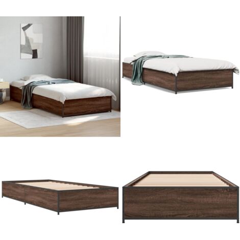 Giroletto Rovere Marrone 75x190 cm Legno Multistrato e Metallo - Letto in legno - Letto in compensato