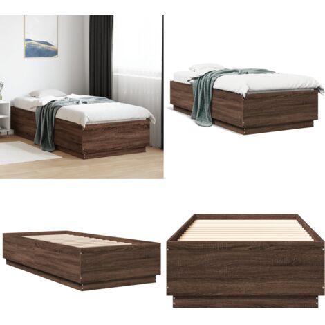 Giroletto Rovere Marrone 90x200 cm in Legno Multistrato - Letto in legno - Letto con doghe