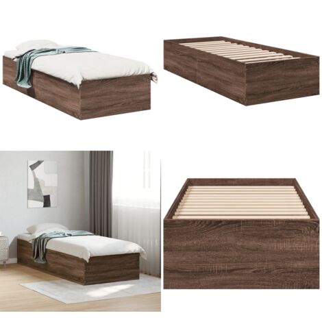 Giroletto Rovere Marrone 90x200 cm in Legno Multistrato - Letto in legno - Materasso