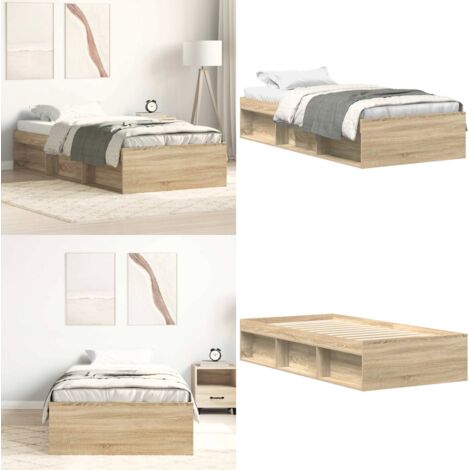 Giroletto Rovere Sonoma 100x200 cm - Letto con scomparti - Letto in legno