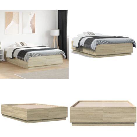 Giroletto Rovere Sonoma 120x190 cm in Legno Multistrato - Letto in legno - Letto con doghe