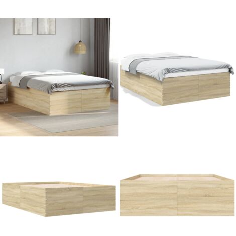 Giroletto Rovere Sonoma 120x200 cm in Legno Multistrato - Letto in legno - Materasso per letto
