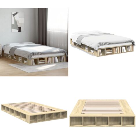 Giroletto Rovere Sonoma 120x200 cm in Legno Multistrato - Letto in legno multistrato - Giroletto con doghe