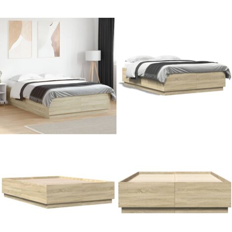 Giroletto Rovere Sonoma 120x200 cm in Legno Multistrato - Materasso per camera da letto - Letto in legno
