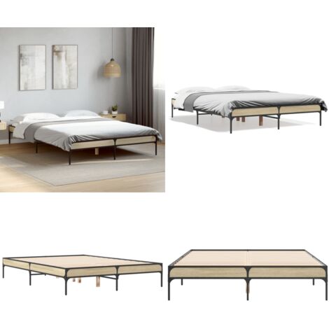 Giroletto Rovere Sonoma 120x200 cm in Legno Multistrato Metallo - Letto in legno - Materasso letto