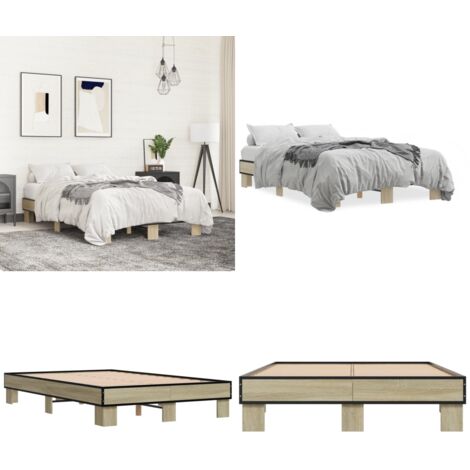 Giroletto Rovere Sonoma 120x200 cm in Legno Multistrato Metallo - Letto in legno - Materasso per letto