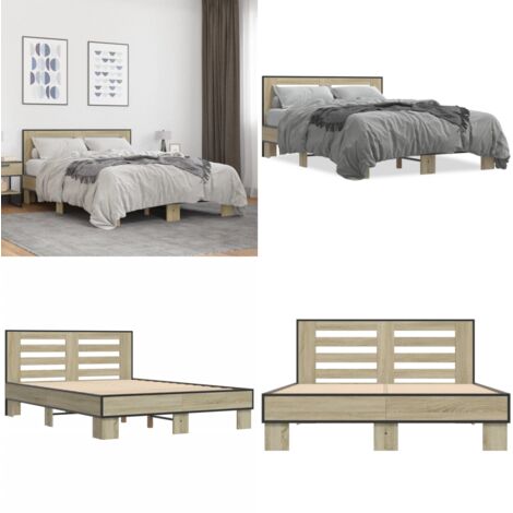 Giroletto Rovere Sonoma 120x200 cm in Legno Multistrato Metallo - Materasso letto - Letto con doghe in compensato