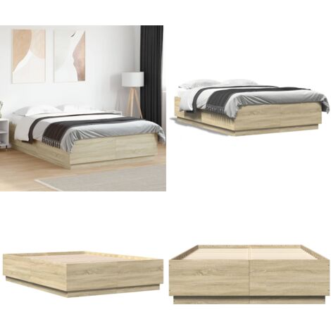 Giroletto Rovere Sonoma 140x200 cm in Legno Multistrato - Letto in legno - Letto con doghe