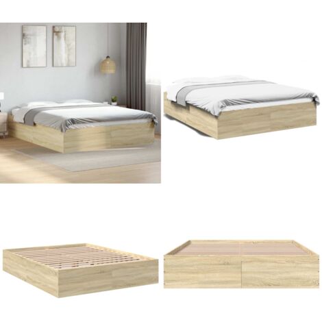 Giroletto Rovere Sonoma 150x200 cm in Legno Multistrato - Letto in legno - Materasso in legno