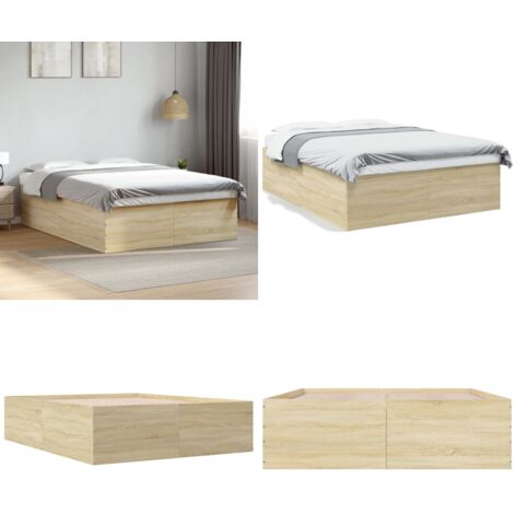 Giroletto Rovere Sonoma 150x200 cm in Legno Multistrato - Letto in legno - Materasso per giroletto