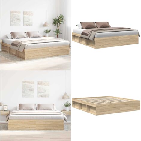 Giroletto Rovere Sonoma 200x200 cm - Giroletto in legno - Letto con doghe in compensato