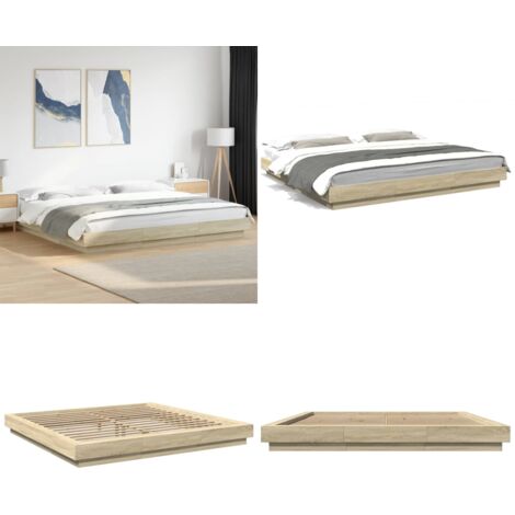 Giroletto Rovere Sonoma 200x200 cm in Legno Multistrato - Letto in legno - Materasso per letto