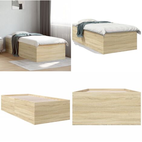 Giroletto Rovere Sonoma 75x190 cm in Legno Multistrato - Letto in legno - Letto con doghe