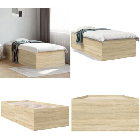Giroletto Rovere Sonoma 90x190 cm in Legno Multistrato - Letto in legno - Letto con doghe
