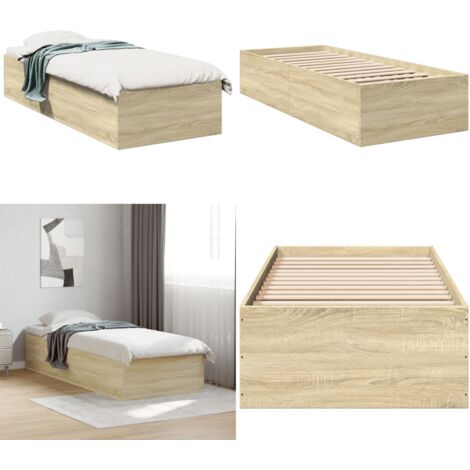 Giroletto Rovere Sonoma 90x190 cm in Legno Multistrato - Letto in legno - Letto con doghe