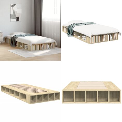 Giroletto Rovere Sonoma 90x200 cm in Legno Multistrato - Letto in legno multistrato - Giroletto con doghe