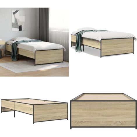 Giroletto Rovere Sonoma 90x200 cm Legno Multistrato e Metallo - Letto in legno - Materasso letto