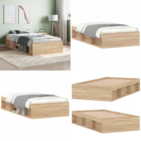 Giroletto Rovere Sonoma 90x200 cm - Letto con giroletto - Letto con doghe in compensato