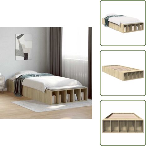 Giroletto Rovere Sonoma - vidaXL Giroletto Rovere Sonoma 90x200 cm in Legno Multistrato - Letto con scomparti