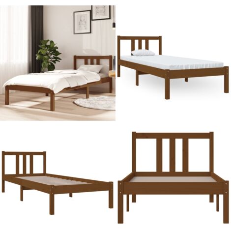 Giroletto senza Materaso Ambra in Legno Massello 75x190 cm - Letto singolo - Testiera in legno
