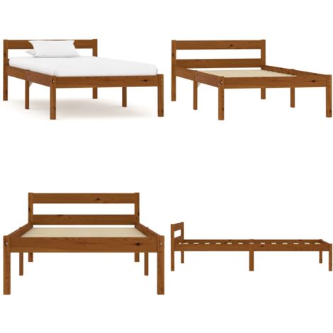 Giroletto senza Materaso Ambrato in Legno di Pino 100x200cm - Letto in legno - Letto senza materasso