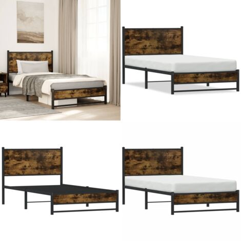 Giroletto senza Materaso in Metallo Rovere Fumo 100x190 cm - Letto senza materasso - Letto in acciaio