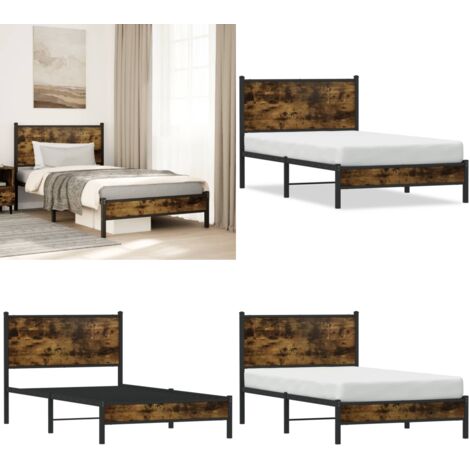 Giroletto senza Materaso in Metallo Rovere Fumo 100x190 cm - Letto senza materasso - Letto in acciaio