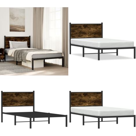 Giroletto senza Materaso in Metallo Rovere Fumo 100x190 cm - Letto senza materasso - Letto in acciaio