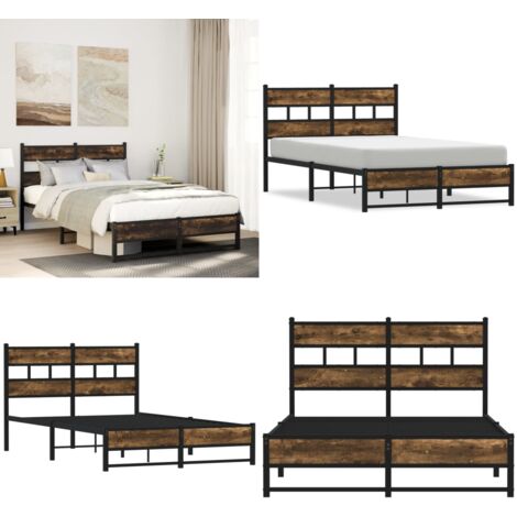 Giroletto senza Materaso in Metallo Rovere Fumo 120x200 cm - Letto in acciaio - Letto con supporto