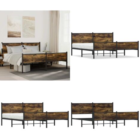 Giroletto senza Materaso in Metallo Rovere Fumo 180x200 cm - Letto senza materasso - Letto in acciaio