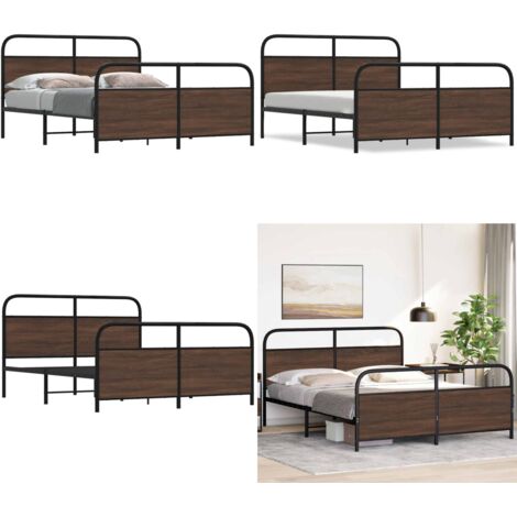Giroletto senza Materaso in Metallo Rovere Marrone 150x200 cm - Letto in acciaio - Base a doghe
