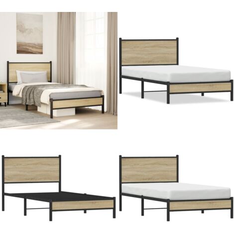 Giroletto senza Materaso in Metallo Rovere Sonoma 107x203 cm - Letto in acciaio - Letto con supporto