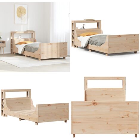 Giroletto senza Materasso 100x200 cm in Legno Massello di Pino - Testiera autoportante - Letto con ripiano